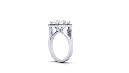 4.54 ct Oval Cut Center Lab Grown Diamond | Color: E | Clarity: VVS | 0.17 ct Lab Grown Side Diamonds | Halo Ring.