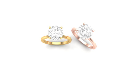 3.00 ct Round Cut Center Lab Grown Diamond | Color: E | Clarity: VVS | 0.10 ct Lab Grown Side Diamonds. | Designer Ring.