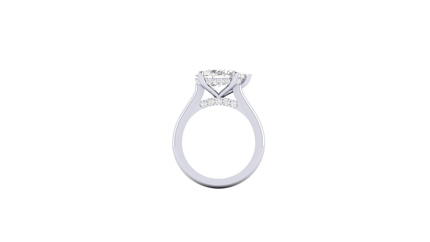 1.75 ct Pear Center Lab Grown Diamond | Color: E | Clarity: VVS | 0.31 ct Lab Grown Side Diamonds. | Designer Ring.