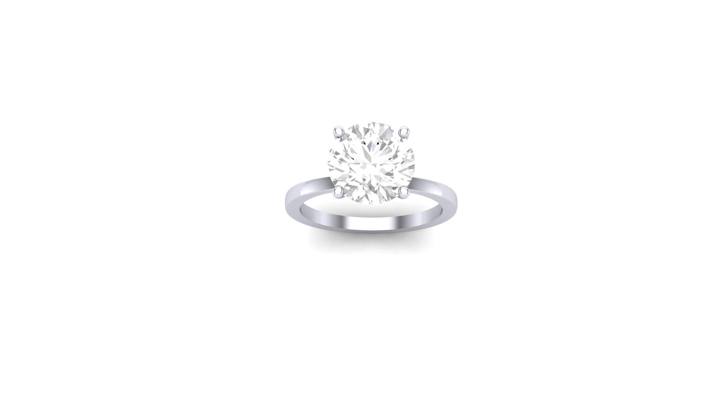 3.00 ct Round Cut Center Lab Grown Diamond | Color: E | Clarity: VVS | 0.10 ct Lab Grown Side Diamonds. | Designer Ring.