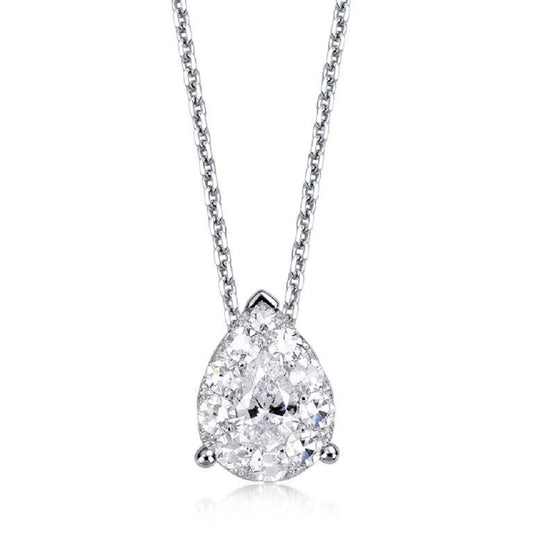 0.60 ctw Natural Diamonds | Color: F | Clarity: VS | 18k White Gold Necklace.