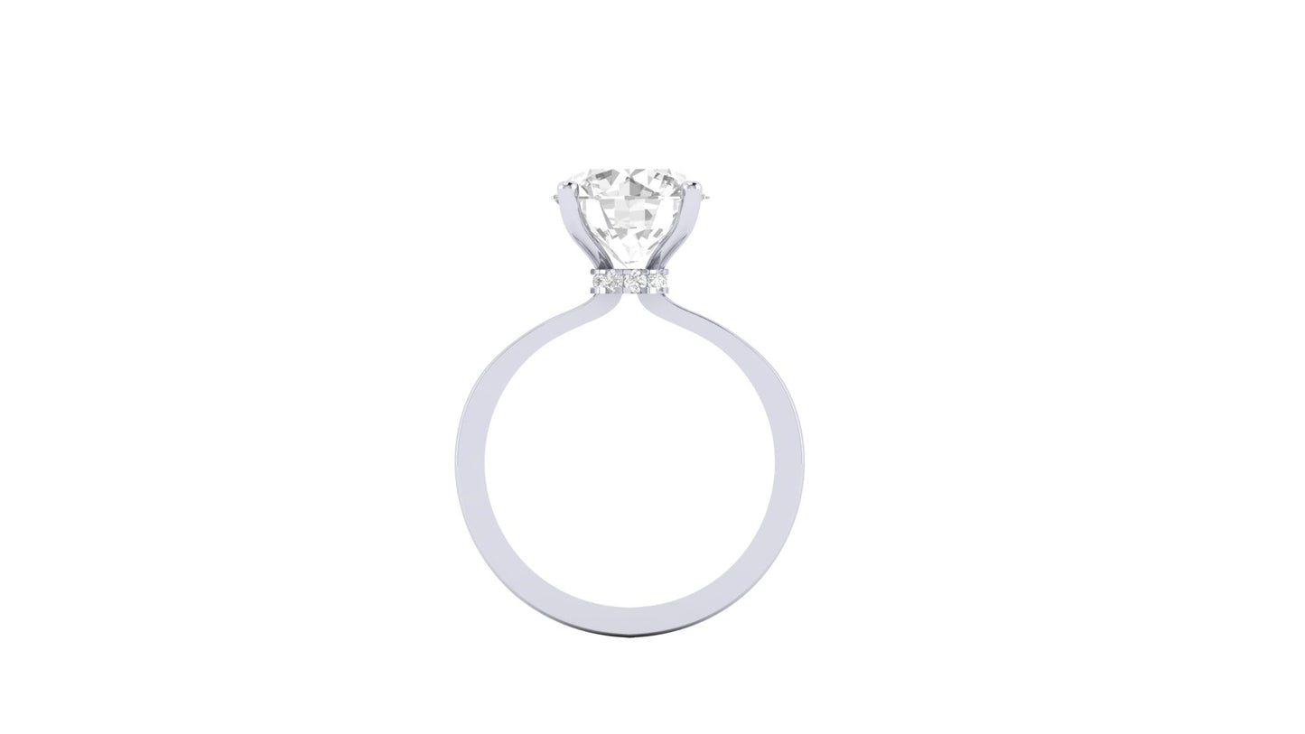 3.00 ct Round Cut Center Lab Grown Diamond | Color: E | Clarity: VVS | 0.10 ct Lab Grown Side Diamonds. | Designer Ring.
