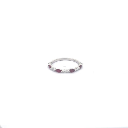 0.42 ct Natural Burmese Rubies Band | 0.13 ct Natural Diamonds | Platinum