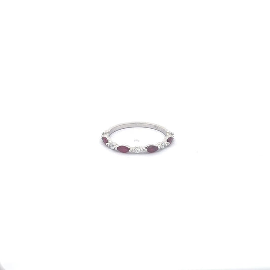 0.42 ct Natural Burmese Rubies Band | 0.13 ct Natural Diamonds | Platinum