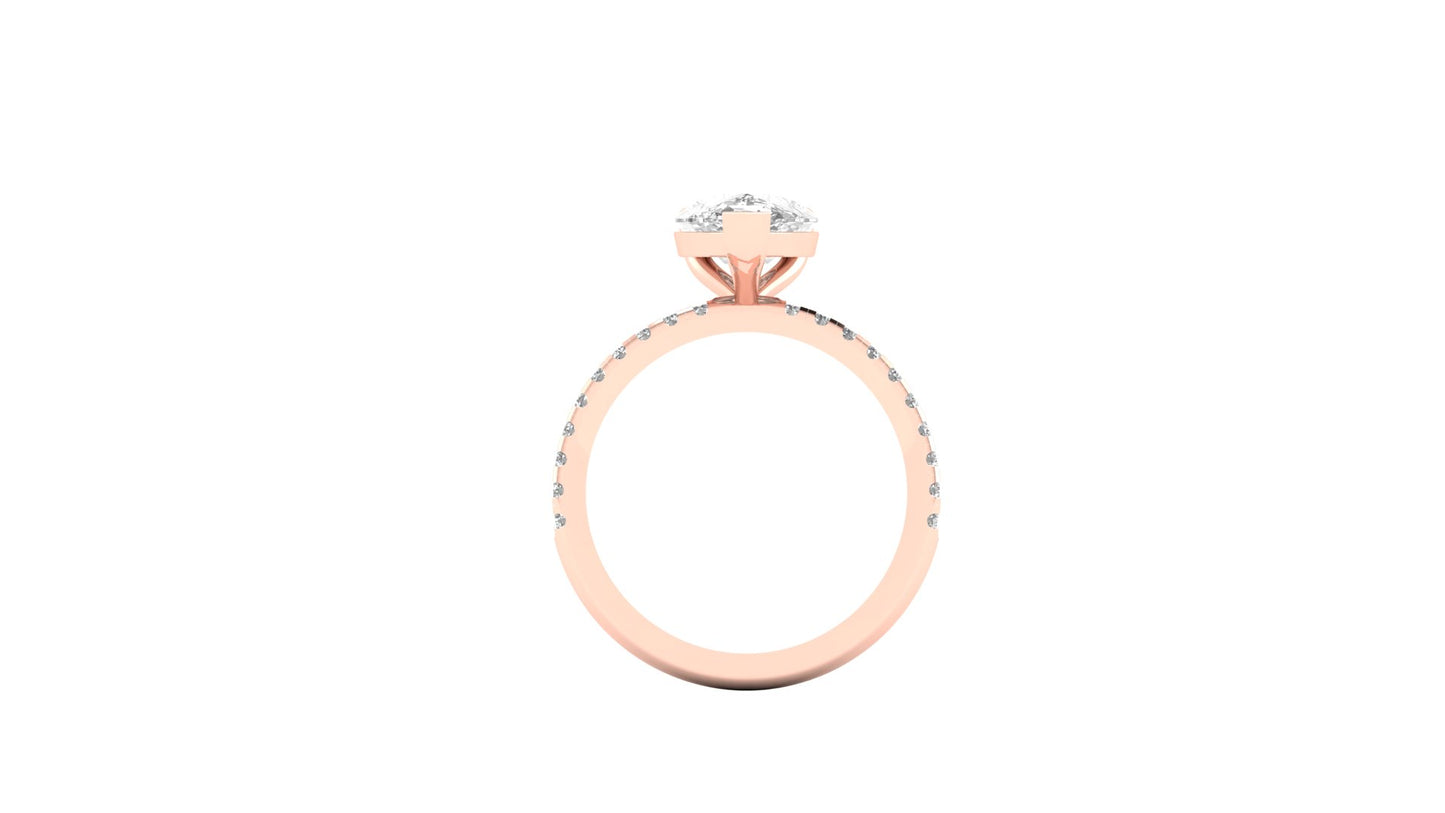 2.37 ct Pear Center Lab Grown Diamond | Color: E | Clarity: VVS | 0.25 ct Lab Grown Side Diamonds. | Designer Ring.