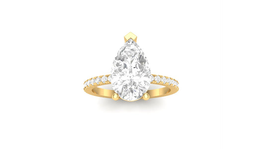 2.37 ct Pear Center Lab Grown Diamond | Color: E | Clarity: VVS | 0.25 ct Lab Grown Side Diamonds. | Designer Ring.