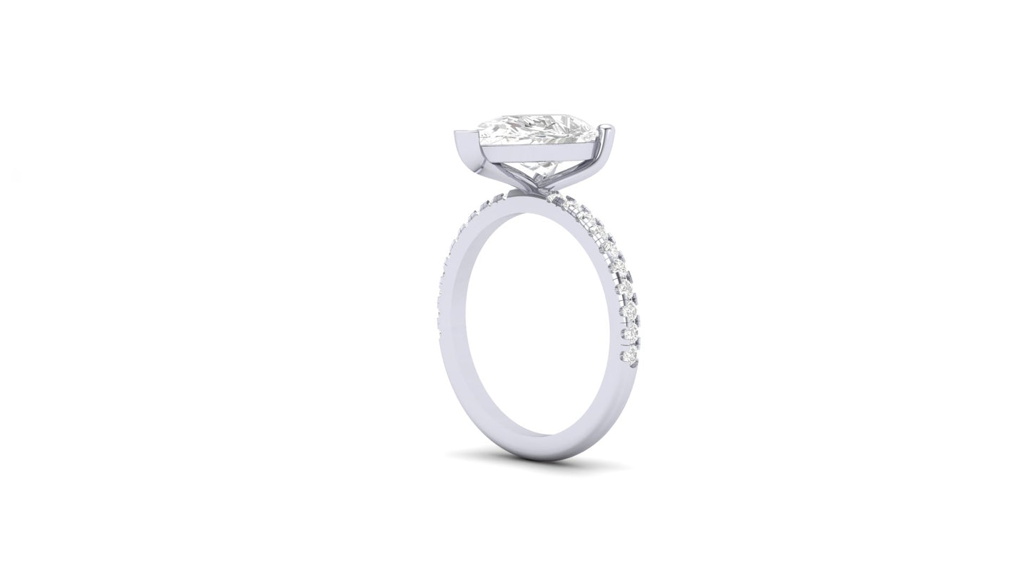 2.37 ct Pear Center Lab Grown Diamond | Color: E | Clarity: VVS | 0.25 ct Lab Grown Side Diamonds. | Designer Ring.