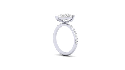 2.37 ct Pear Center Lab Grown Diamond | Color: E | Clarity: VVS | 0.25 ct Lab Grown Side Diamonds. | Designer Ring.