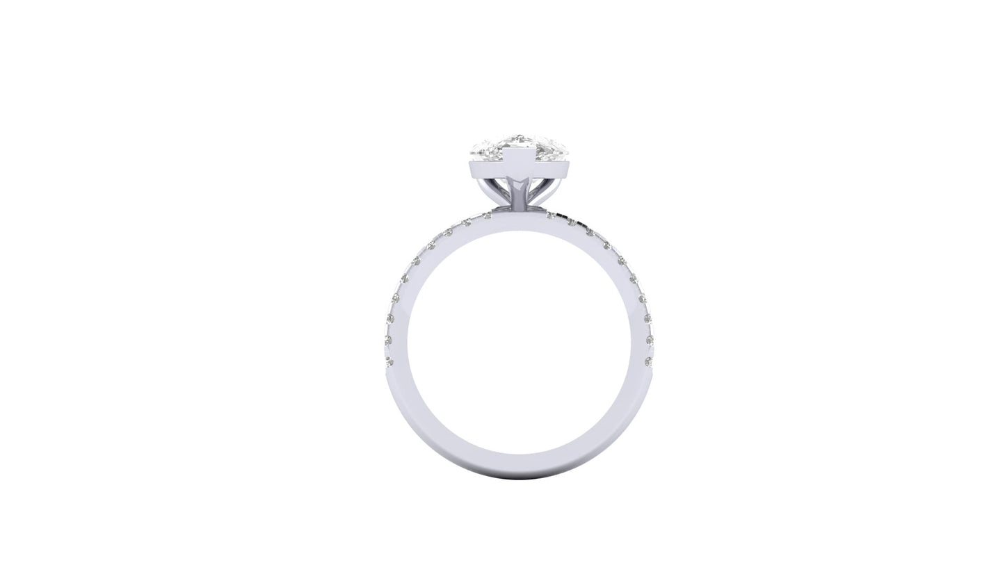 2.37 ct Pear Center Lab Grown Diamond | Color: E | Clarity: VVS | 0.25 ct Lab Grown Side Diamonds. | Designer Ring.