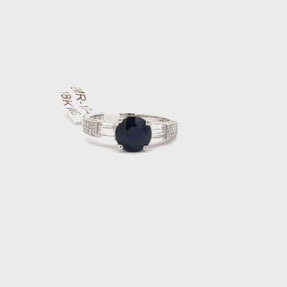 Beautiful Sapphire/Diamond Women’s Ring Set in 18K White Gold