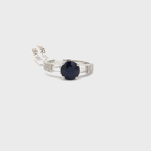 Beautiful Sapphire/Diamond Women’s Ring Set in 18K White Gold