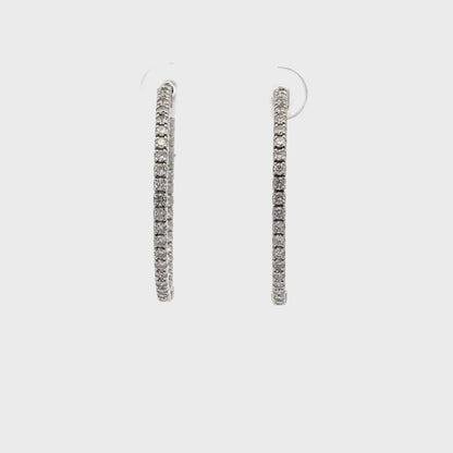 1.35 ctw Natural Diamonds Hoop Earrings | 14k White Gold