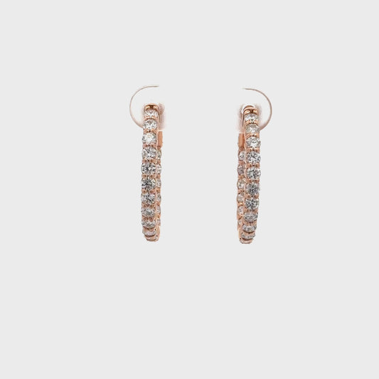 2.43 ctw Natural Diamonds Hoop Earrings | 14k Rose Gold