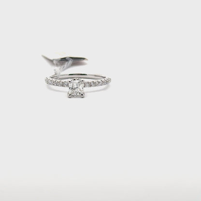 0.60ct Natural Princess-Cut Center Diamond & 0.37ct Side Diamonds Ring | 18K WG