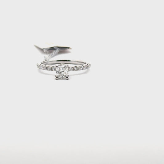 0.60ct Natural Princess-Cut Center Diamond & 0.37ct Side Diamonds Ring | 18K WG