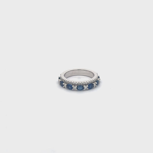 1.62 ct Natural Royal Blue Sapphire Band | 0.47 ct Natural Diamonds | Platinum