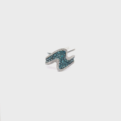 14K White Gold | 0.30 ct Natural Diamond | 0.82 ct Natural Blue Diamonds.