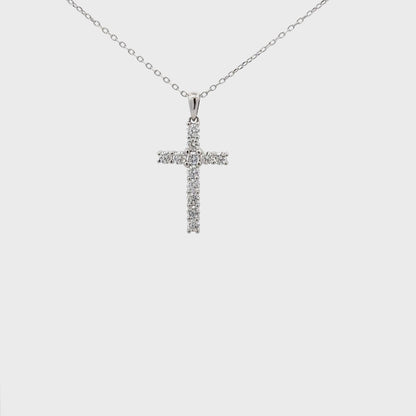 0.52 ctw Natural Diamonds Cross Pendant | 18k White Gold