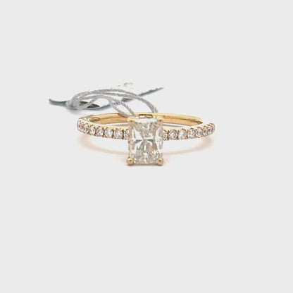 1.41 ctw Natural Diamond Ring | 1.01 Radiant Cut Center | 14k Yellow Gold.