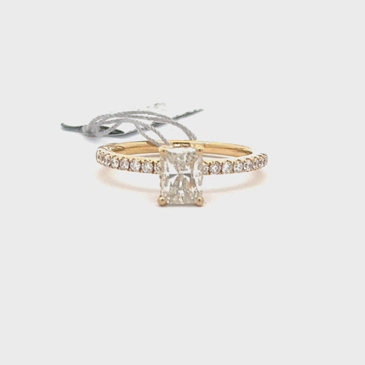1.41 ctw Natural Diamond Ring | 1.01 Radiant Cut Center | 14k Yellow Gold.