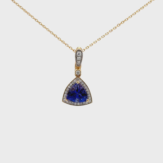 2.45 ct Natural Tanzanite Pendant | 0.21 ct Natural Diamonds | 14k Yellow Gold