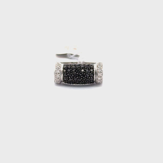 14K WHITE GOLD | 0.29 CT NATURAL DIAMOND | 0.63 CT NATURAL BLACK DIAMONDS RING.