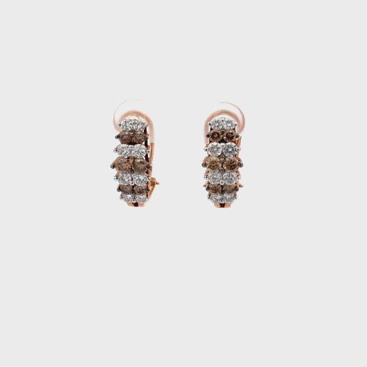 2.01 ctw Natural Chocolate Diamonds & Natural Diamonds Earrings | 14k Rose Gold