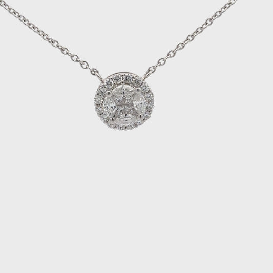 1.21 ctw Natural Diamonds Necklace | 18k White Gold.