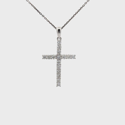 0.77 ctw Natural Diamonds Cross Pendant | 18K White Gold.