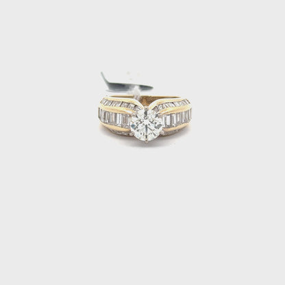 14K Yellow Gold Round Shape Diamond Engagement Ring