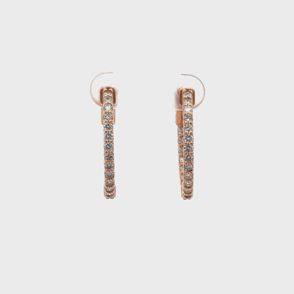 1.26 ctw Natural Diamonds Hoop Earrings | 14k Rose Gold