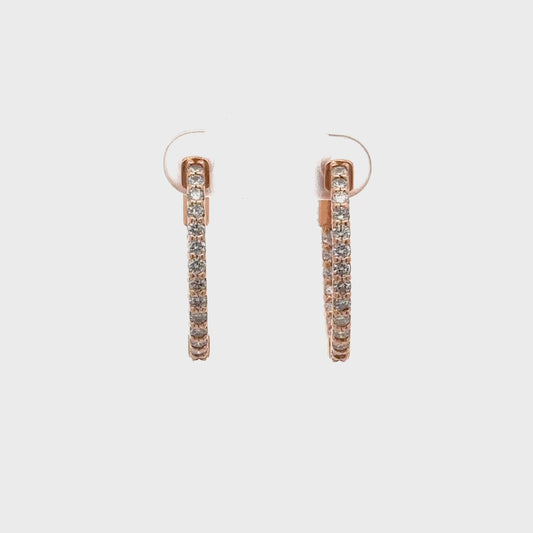 1.26 ctw Natural Diamonds Hoop Earrings | 14k Rose Gold