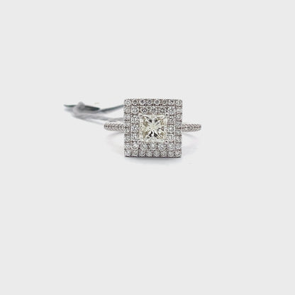 0.98ct Natural Princess-Cut Center Diamond & 0.64ct Natural Side Diamonds Ring | 18K WG