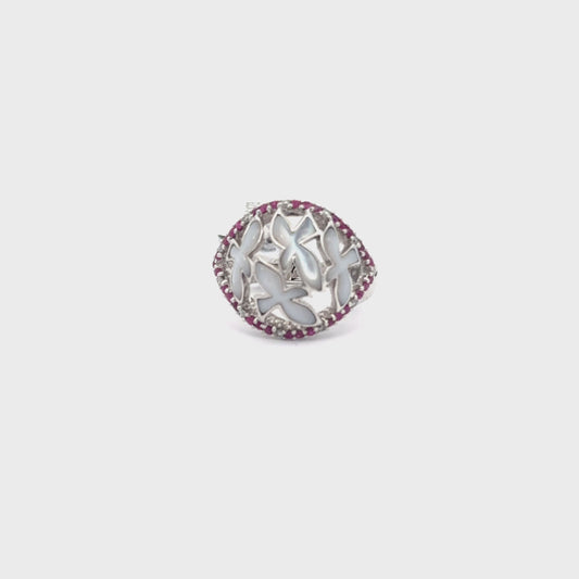 14K White Gold Ring.