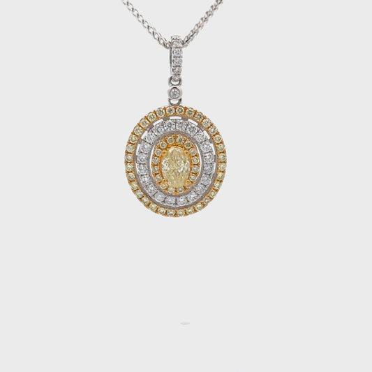 1.44 ctw Natural Diamonds & Natural Yellow Diamonds Pendant | 14k Yellow/White Gold.