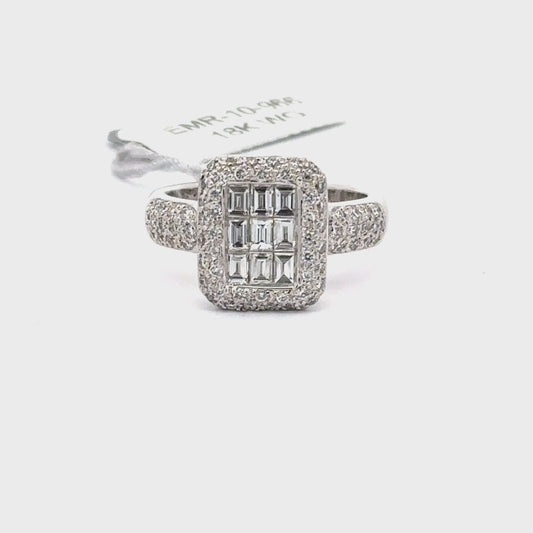 1.05 ctw Natural Diamond Ring | 18K White Gold