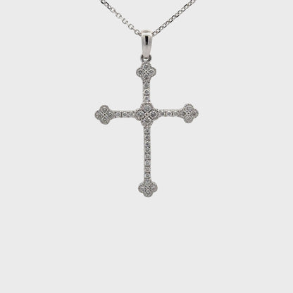 0.48 ctw Natural Diamonds Cross Pendant | 18K White Gold.