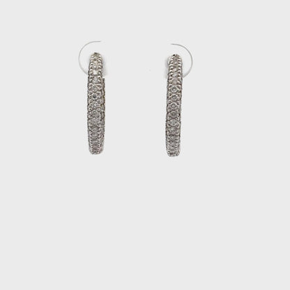 1.06 ctw Natural Diamonds Hoop Earrings | 14k White Gold