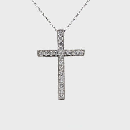 0.85 ctw Natural Diamonds Cross Pendant | 18K White Gold.