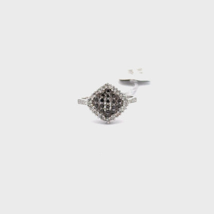 14K White Gold | 0.30 ct Natural Diamond | 0.19 ct Natural Black Diamonds.