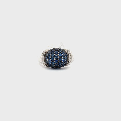 1.39ct Natural Round Blue Sapphire & 0.15ct Natural Round Diamonds Ring | 14K WG