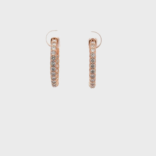 1.41 ctw Natural Diamonds Hoop Earrings | 14k Rose Gold