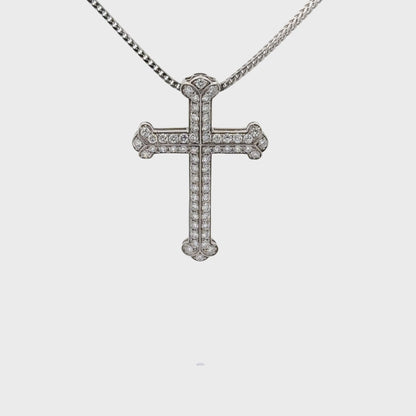 1.05 ctw Natural Diamonds Cross Pendant | 18K White Gold.