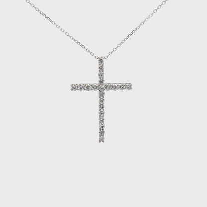 0.71 ctw Natural Diamonds Cross Pendant | 18K White Gold.
