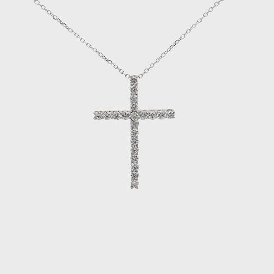 0.71 ctw Natural Diamonds Cross Pendant | 18K White Gold.