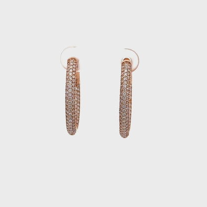 1.60 ctw Natural Diamonds Hoop Earrings | 14k Rose Gold