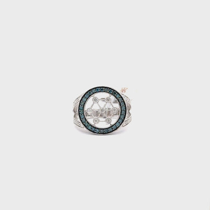 14K White Gold | 0.29 ct Natural Diamond | 0.35 ct Natural Blue Diamonds.