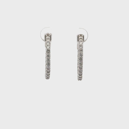 1.26 ctw Natural Diamonds Hoop Earrings | 14k White Gold