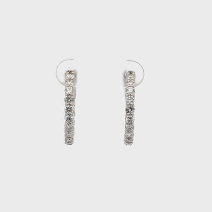 1.85 ctw Natural Diamonds Hoop Earrings | 14k White Gold