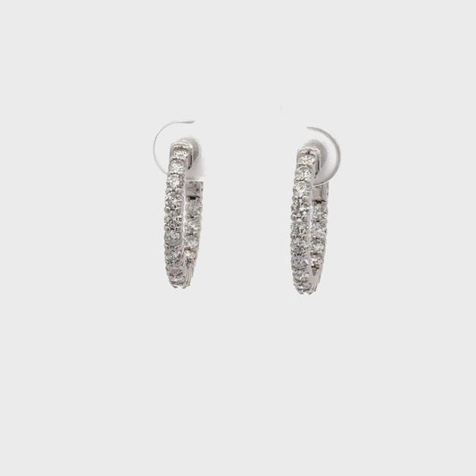 1.53 ctw Natural Diamonds Hoop Earrings | 14k White Gold